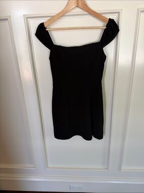 Olivaceous Black Off-Shoulder Mini Dress